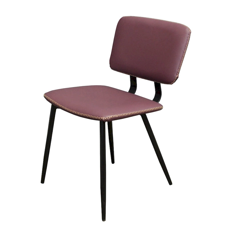 Faux Leather Dining Chair with Black Metal Legs and Stitching Detail