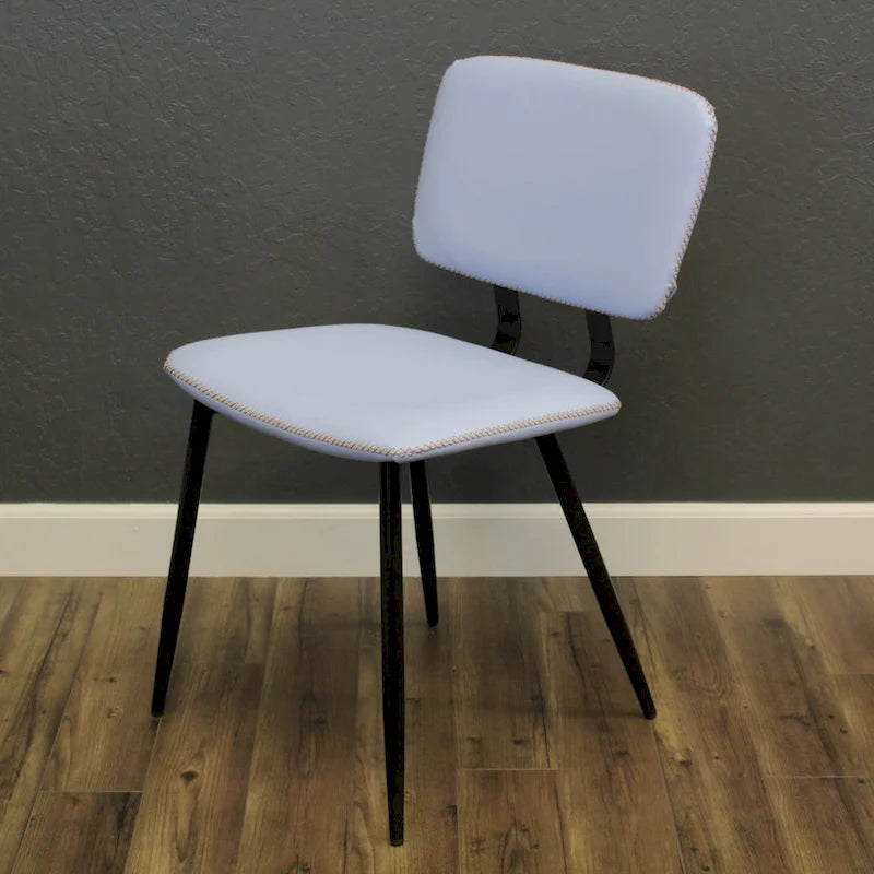 Faux Leather Dining Chair with Black Metal Legs and Stitching Detail