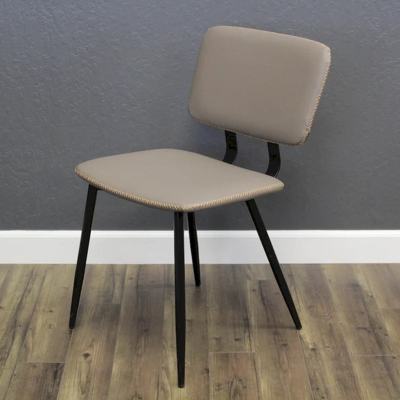 Faux Leather Dining Chair with Black Metal Legs and Stitching Detail