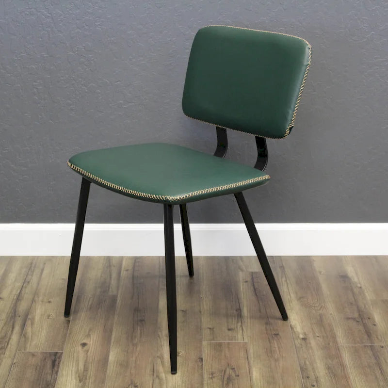 Faux Leather Dining Chair with Black Metal Legs and Stitching Detail