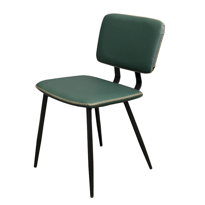 Faux Leather Dining Chair with Black Metal Legs and Stitching Detail