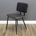 Faux Leather Dining Chair with Black Metal Legs and Stitching Detail