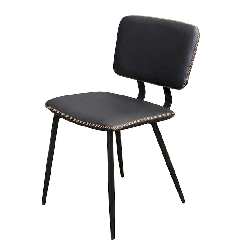 Faux Leather Dining Chair with Black Metal Legs and Stitching Detail