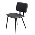 Faux Leather Dining Chair with Black Metal Legs and Stitching Detail