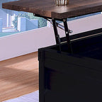 47-Inch Industrial Lift-Top Coffee Table with Walnut Plank Top