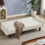 3-Seater Convertible Faux Leather Futon Sofa Bed with Channel Tufting