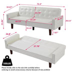 3-Seater Convertible Faux Leather Futon Sofa Bed with Channel Tufting