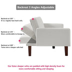 3-Seater Convertible Faux Leather Futon Sofa Bed with Channel Tufting