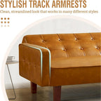 3-Seater Convertible Faux Leather Futon Sofa Bed with Channel Tufting