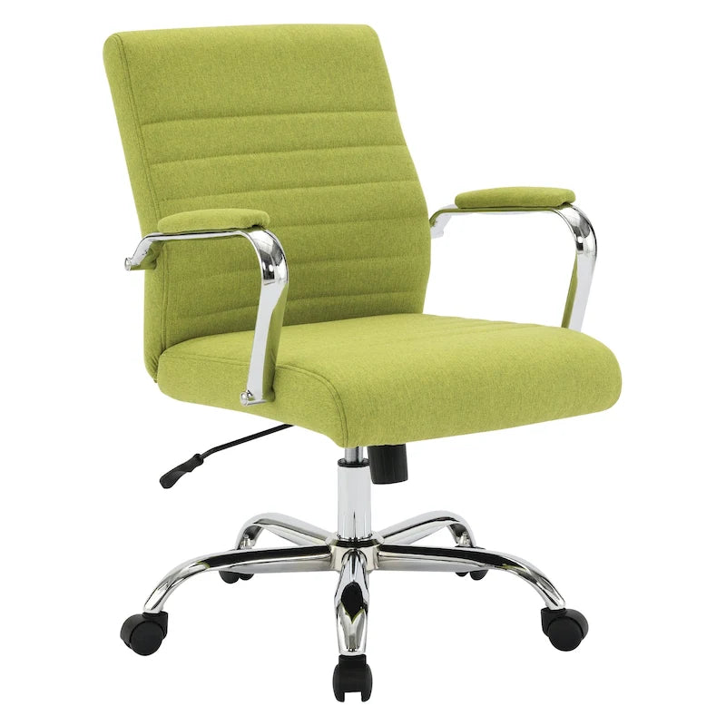 Mid-Back Tufted Fabric Office Chair with Chrome Base