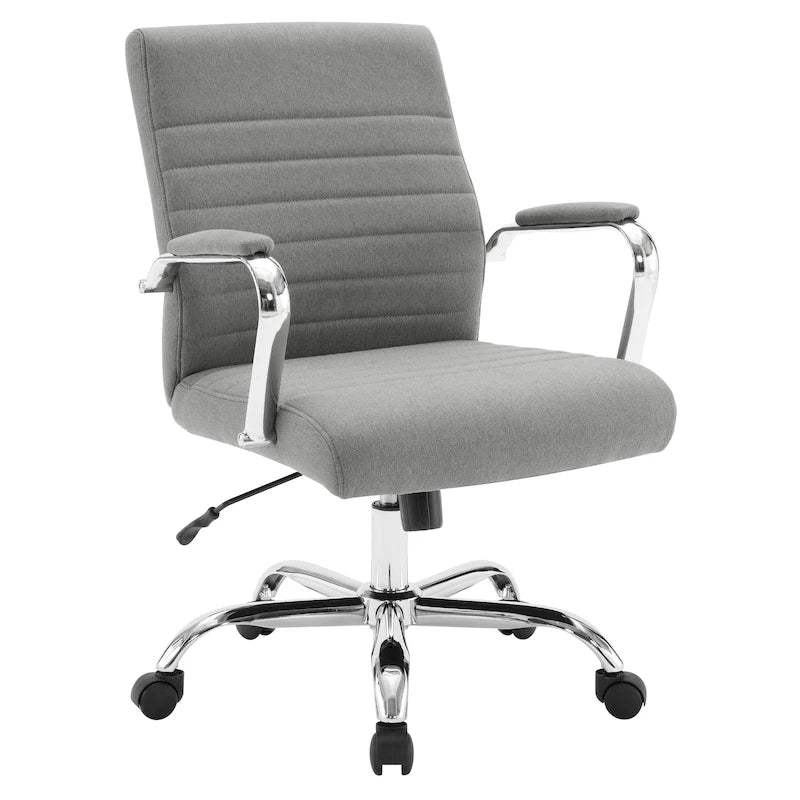 Mid-Back Tufted Fabric Office Chair with Chrome Base