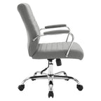 Mid-Back Tufted Fabric Office Chair with Chrome Base