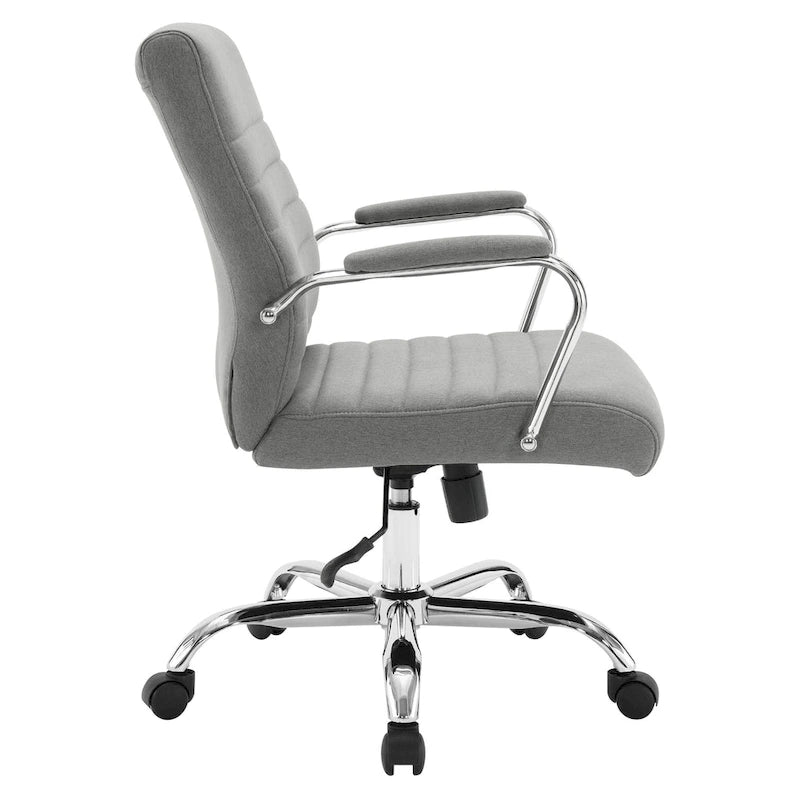 Mid-Back Tufted Fabric Office Chair with Chrome Base