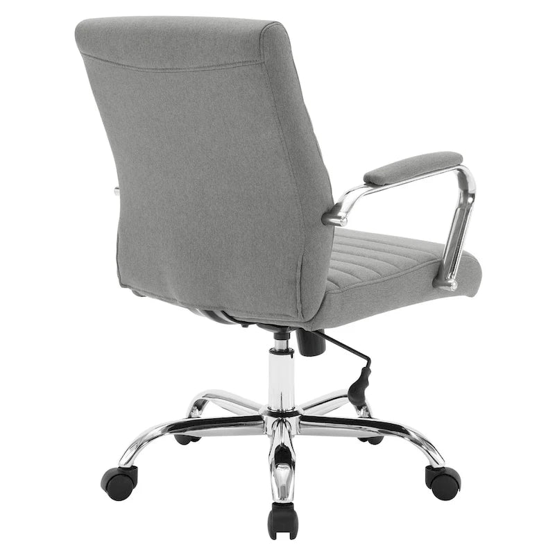 Mid-Back Tufted Fabric Office Chair with Chrome Base