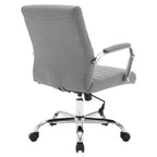 Mid-Back Tufted Fabric Office Chair with Chrome Base