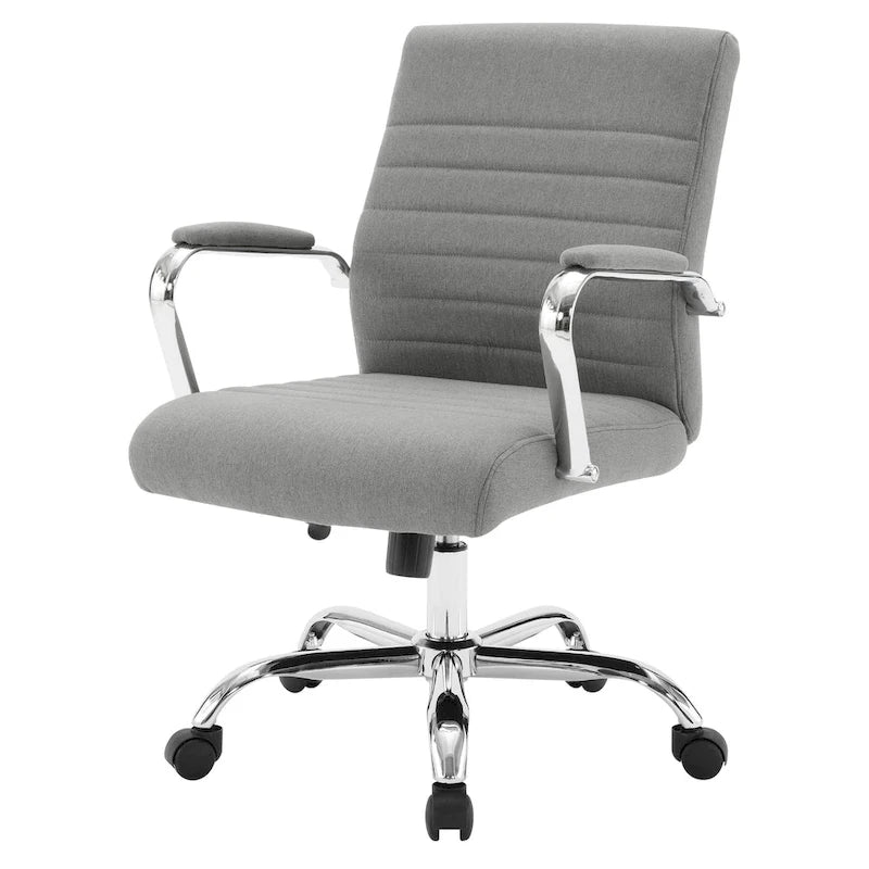 Mid-Back Tufted Fabric Office Chair with Chrome Base