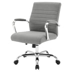 Mid-Back Tufted Fabric Office Chair with Chrome Base