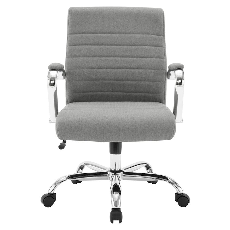 Mid-Back Tufted Fabric Office Chair with Chrome Base