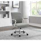 Mid-Back Tufted Fabric Office Chair with Chrome Base