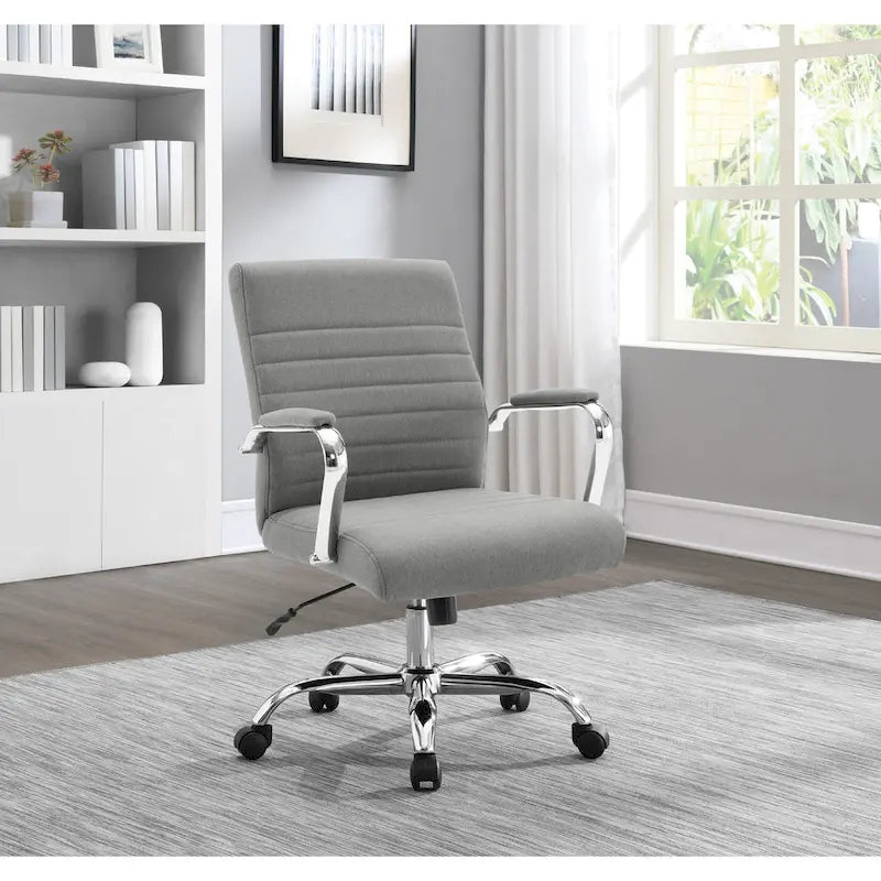 Mid-Back Tufted Fabric Office Chair with Chrome Base