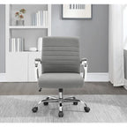 Mid-Back Tufted Fabric Office Chair with Chrome Base