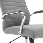 Mid-Back Tufted Fabric Office Chair with Chrome Base