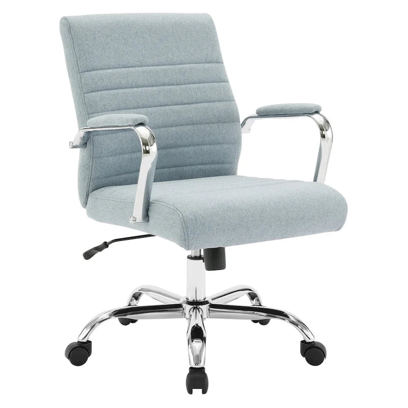 Mid-Back Tufted Fabric Office Chair with Chrome Base