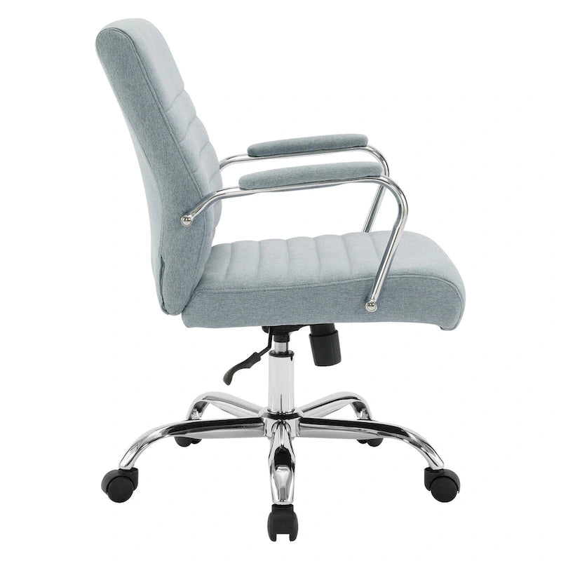 Mid-Back Tufted Fabric Office Chair with Chrome Base