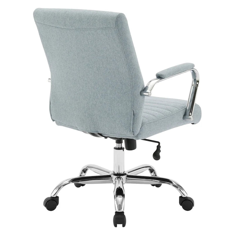 Mid-Back Tufted Fabric Office Chair with Chrome Base
