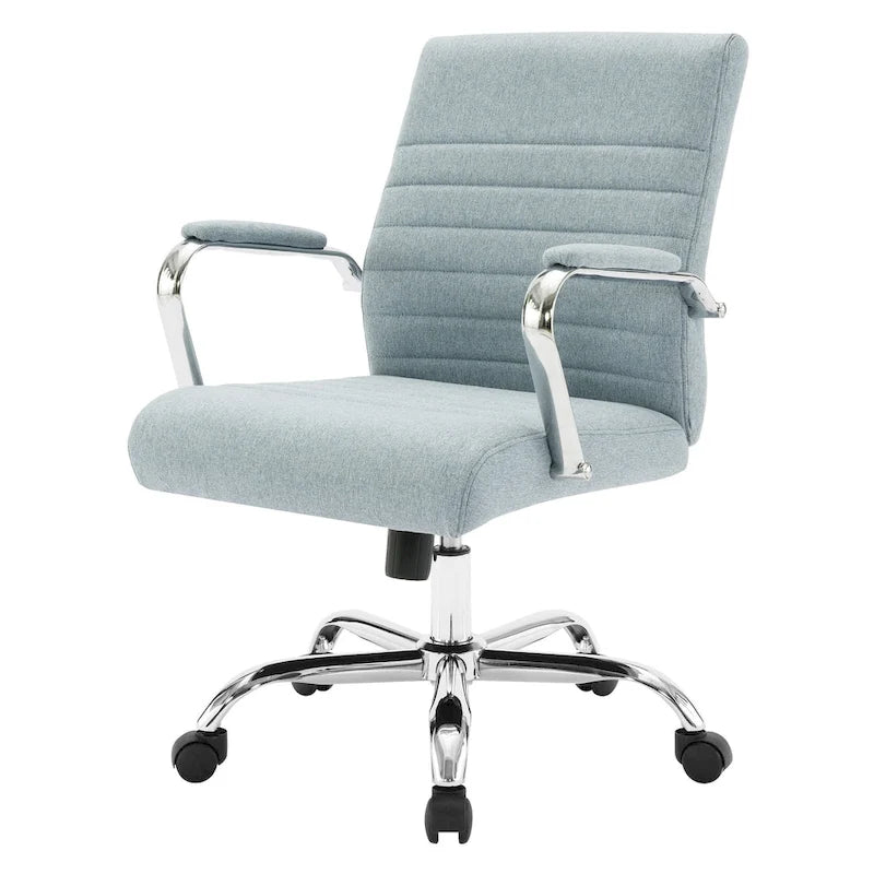 Mid-Back Tufted Fabric Office Chair with Chrome Base