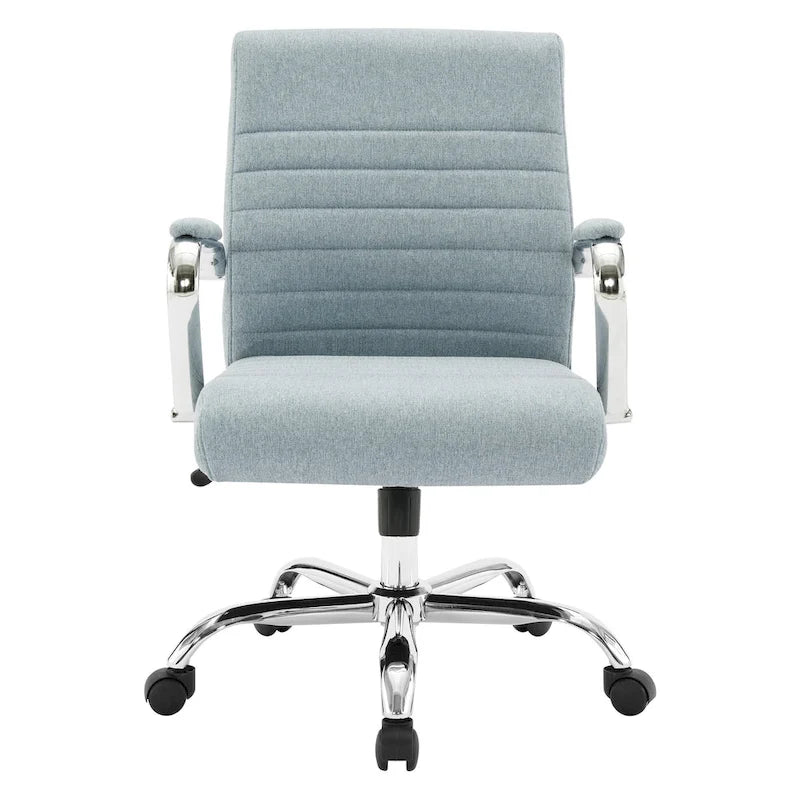 Mid-Back Tufted Fabric Office Chair with Chrome Base