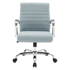 Mid-Back Tufted Fabric Office Chair with Chrome Base