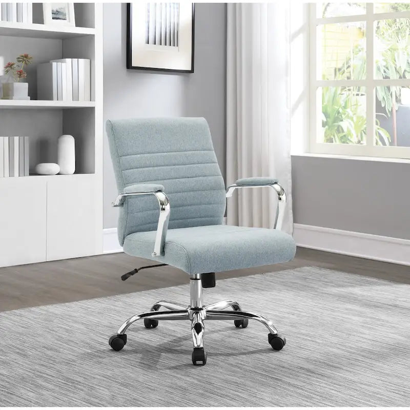 Mid-Back Tufted Fabric Office Chair with Chrome Base