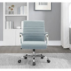Mid-Back Tufted Fabric Office Chair with Chrome Base