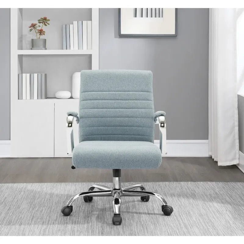 Mid-Back Tufted Fabric Office Chair with Chrome Base