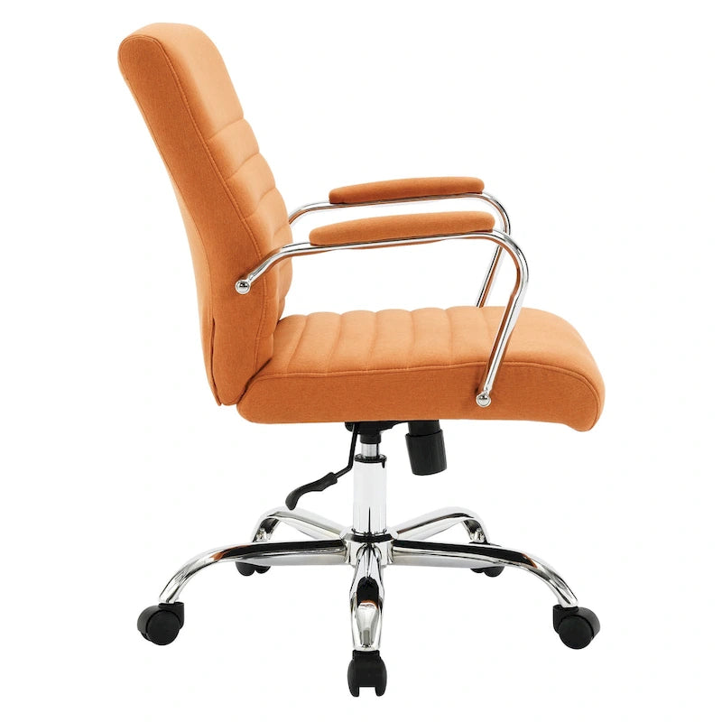 Mid-Back Tufted Fabric Office Chair with Chrome Base