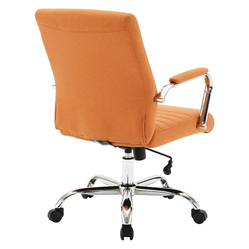 Mid-Back Tufted Fabric Office Chair with Chrome Base