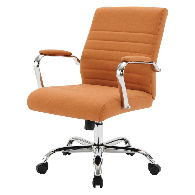 Mid-Back Tufted Fabric Office Chair with Chrome Base