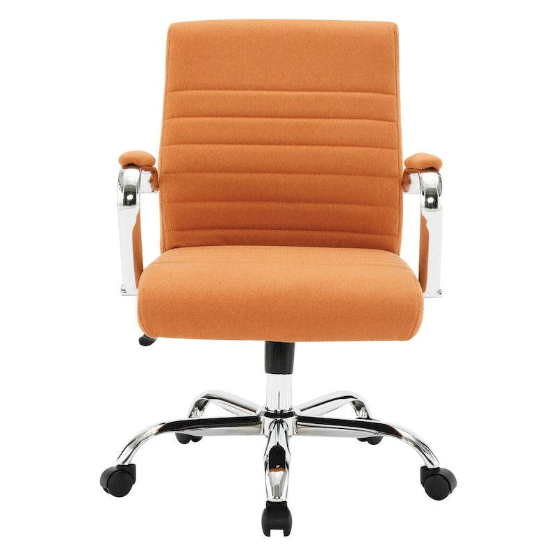 Mid-Back Tufted Fabric Office Chair with Chrome Base