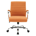 Mid-Back Tufted Fabric Office Chair with Chrome Base