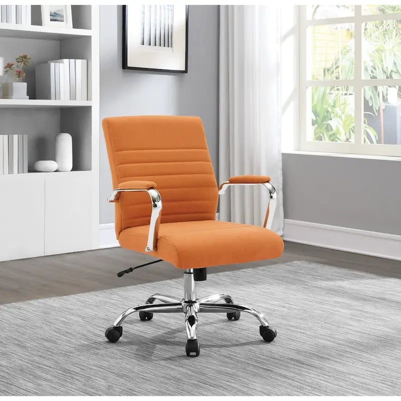 Mid-Back Tufted Fabric Office Chair with Chrome Base