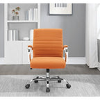 Mid-Back Tufted Fabric Office Chair with Chrome Base