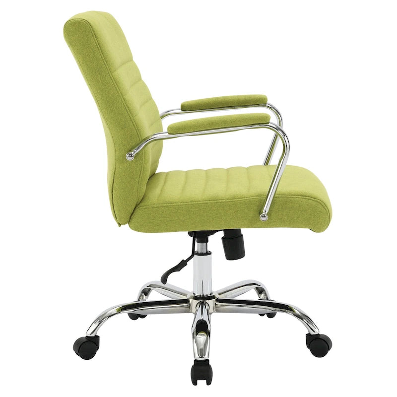 Mid-Back Tufted Fabric Office Chair with Chrome Base