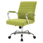 Mid-Back Tufted Fabric Office Chair with Chrome Base