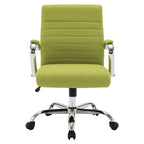 Mid-Back Tufted Fabric Office Chair with Chrome Base