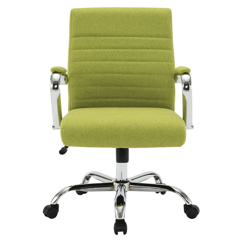 Mid-Back Tufted Fabric Office Chair with Chrome Base
