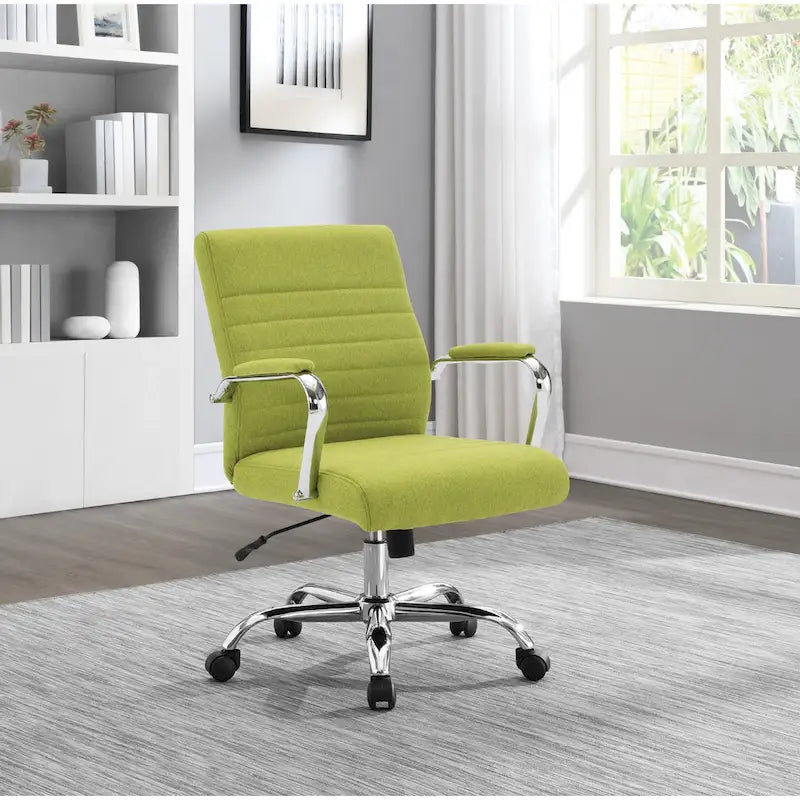 Mid-Back Tufted Fabric Office Chair with Chrome Base