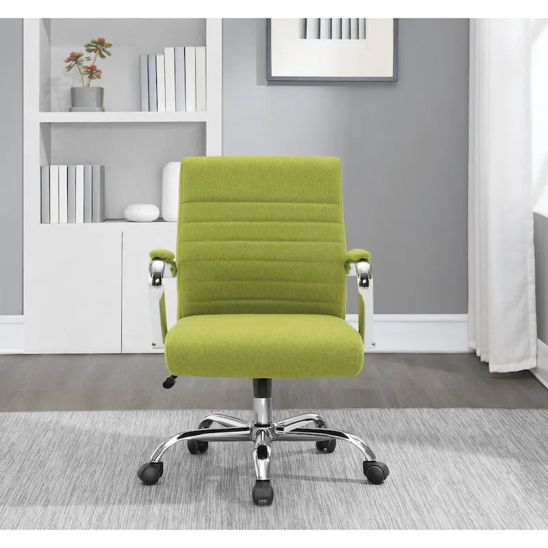 Mid-Back Tufted Fabric Office Chair with Chrome Base