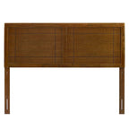 Full Size Walnut Wood Headboard with Window Pane Design