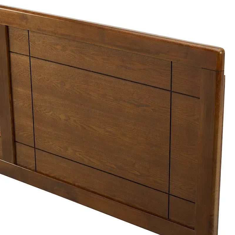 Full Size Walnut Wood Headboard with Window Pane Design